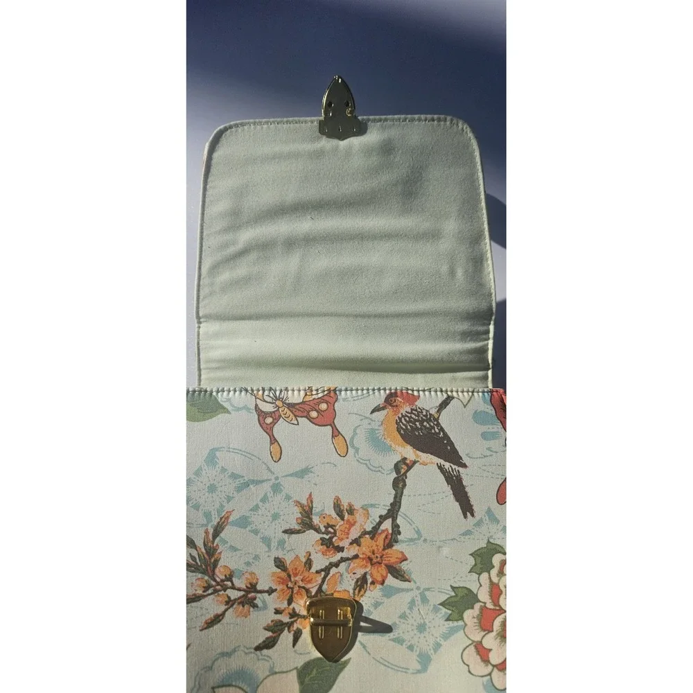 Banned Retro Floral Bamboo Handle Satchel Mint Green Vintage Style Crossbody Bag - Picture 9 of 16